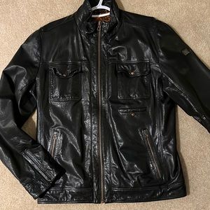 Hugo Boss Orange men’s black leather jacket 42R